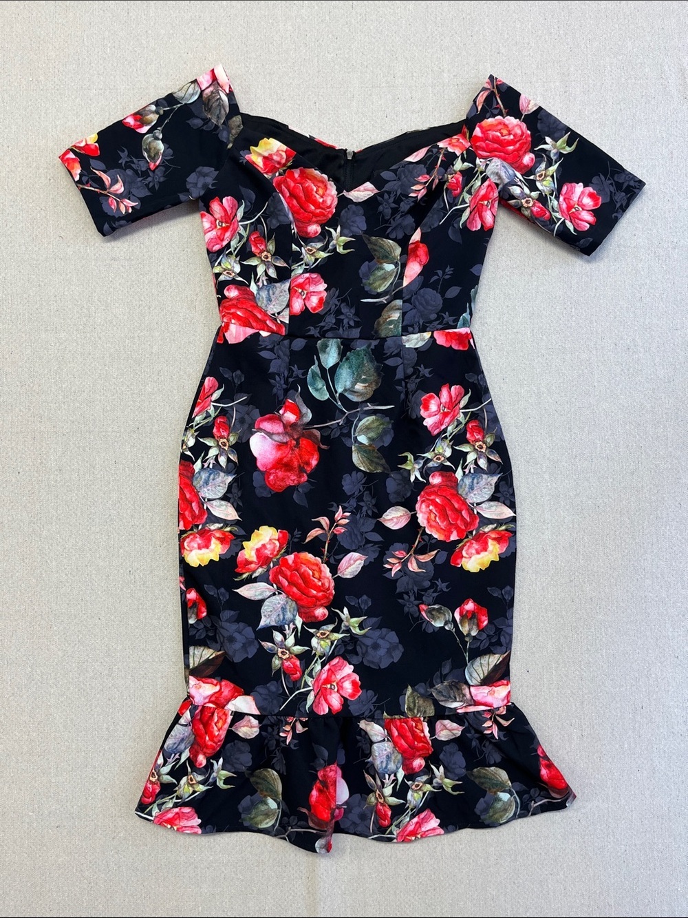 Paper Dolls London Floral Bodycon Mermaid Hem Dress US 2